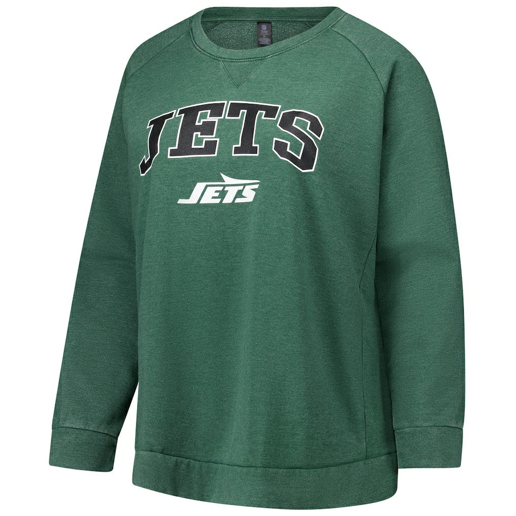 New York Jets  Profile Women's Plus Size Acid Wash Raglan Sweatshirt