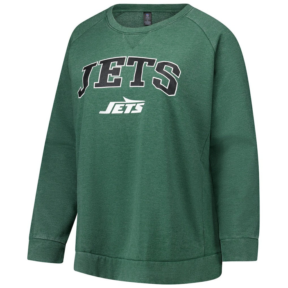 New York Jets  Profile Women's Plus Size Acid Wash Raglan Sweatshirt
