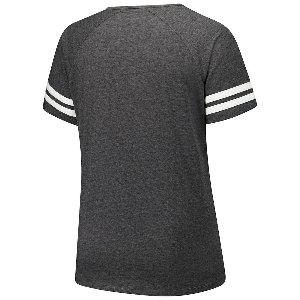 Arizona Cardinals Fanatics Women's Plus Size Logo Striped Raglan Notch Neck T-Shirt