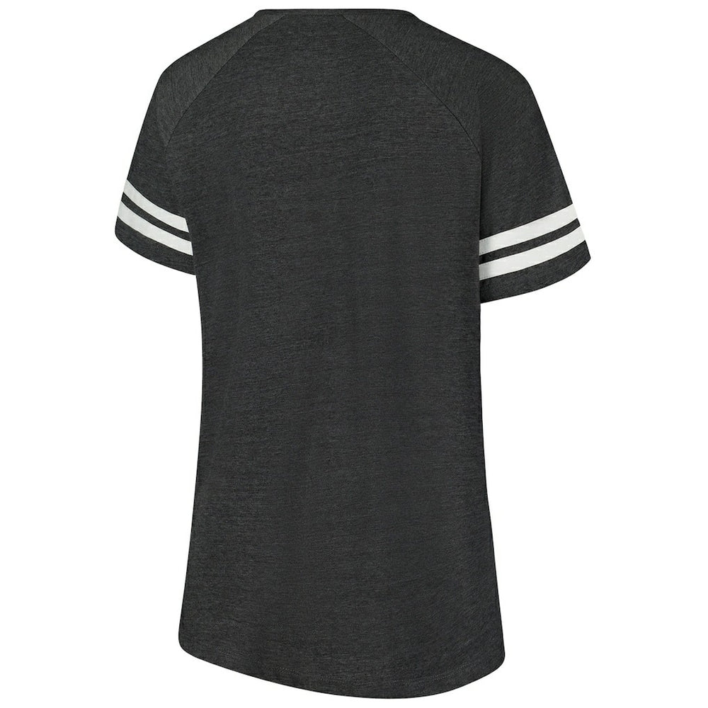 Cleveland Browns Fanatics Women's Plus Size Logo Striped Raglan Notch Neck T-Shirt