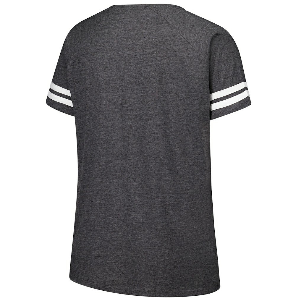 New York Jets Fanatics Women's Plus Size Logo Striped Raglan Notch Neck T-Shirt