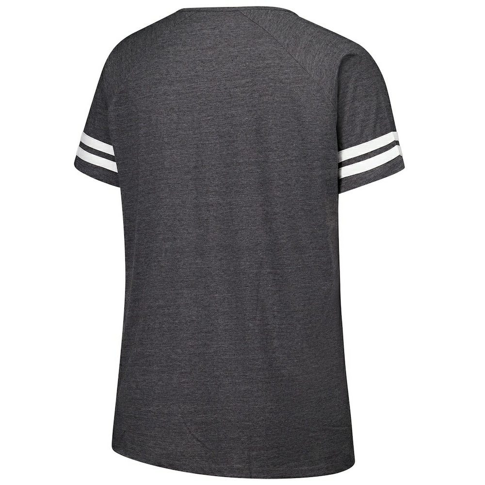 New York Jets Fanatics Women's Plus Size Logo Striped Raglan Notch Neck T-Shirt