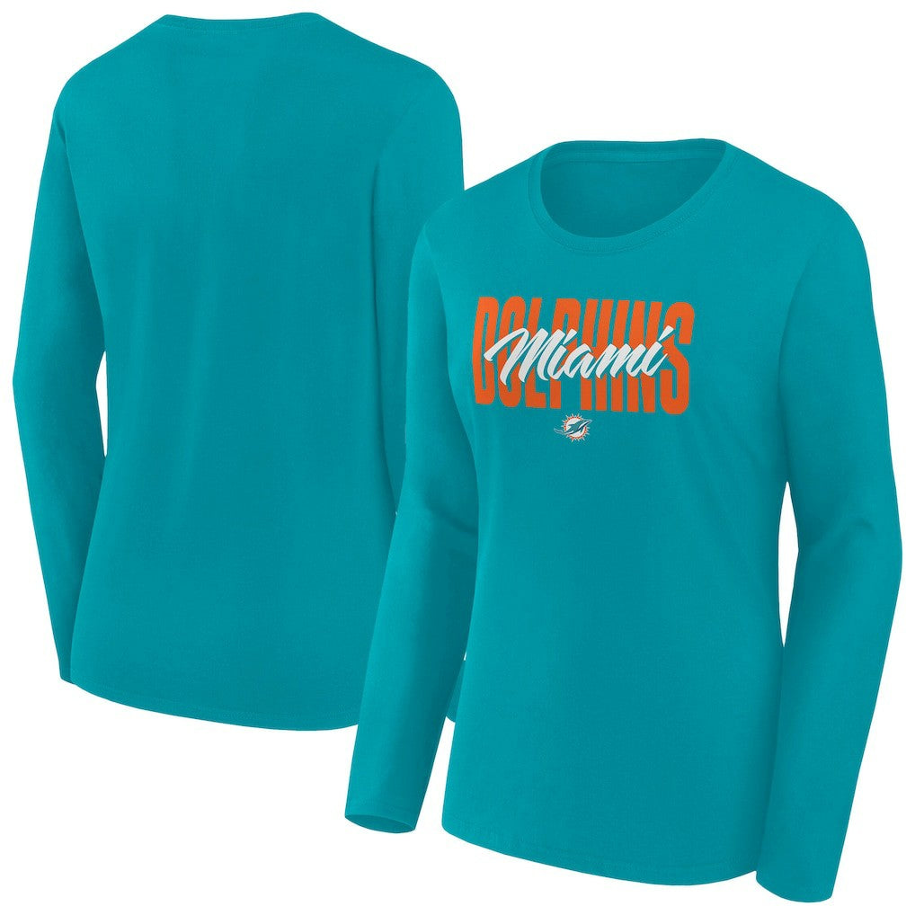Miami Dolphins Fanatics Women's Long Sleeve Scoop Neck T-Shirt