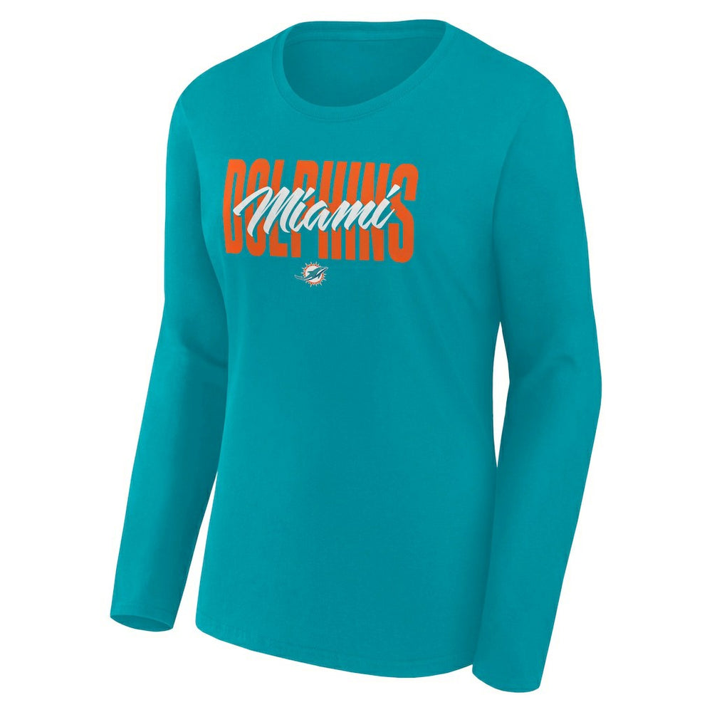Miami Dolphins Fanatics Women's Long Sleeve Scoop Neck T-Shirt