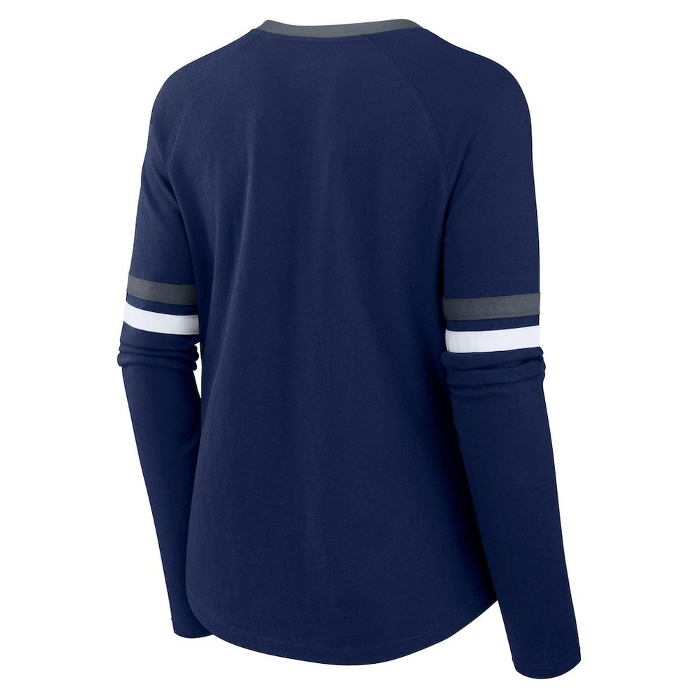 Dallas Cowboys Fanatics Women's Plus Size Won & Done Lace-Up V-Neck Long Sleeve T-Shirt