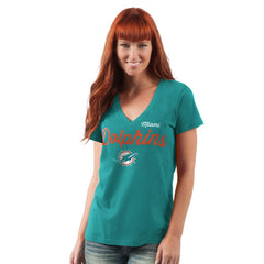 Miami Dolphins  G-III 4Her by Carl Banks Women's Post Season V-Neck T-Shirt