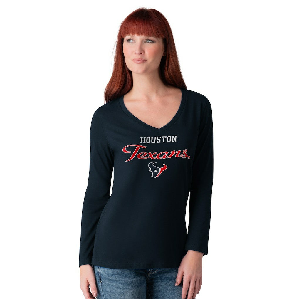 Houston Texans  G-III 4Her by Carl Banks Women's Post Season Long Sleeve V-Neck T-Shirt