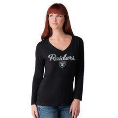 Las Vegas Raiders  G-III 4Her by Carl Banks Women's Post Season Long Sleeve V-Neck T-Shirt