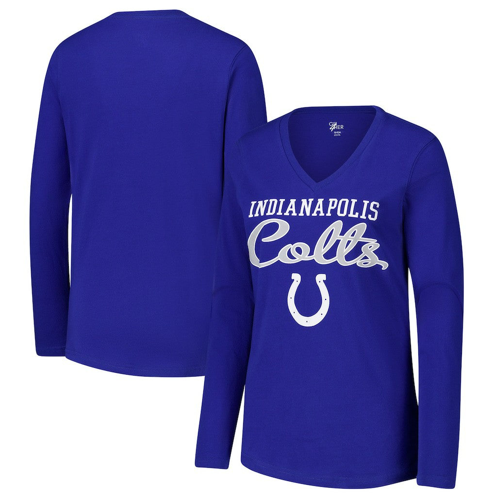 Indianapolis Colts  G-III 4Her by Carl Banks Women's Post Season Long Sleeve V-Neck T-Shirt