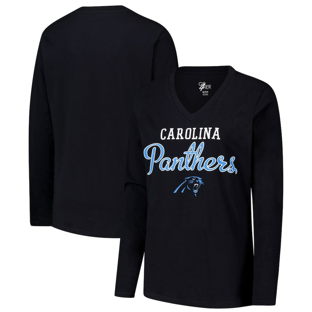 Carolina Panthers  G-III 4Her by Carl Banks Women's Post Season Long Sleeve V-Neck T-Shirt