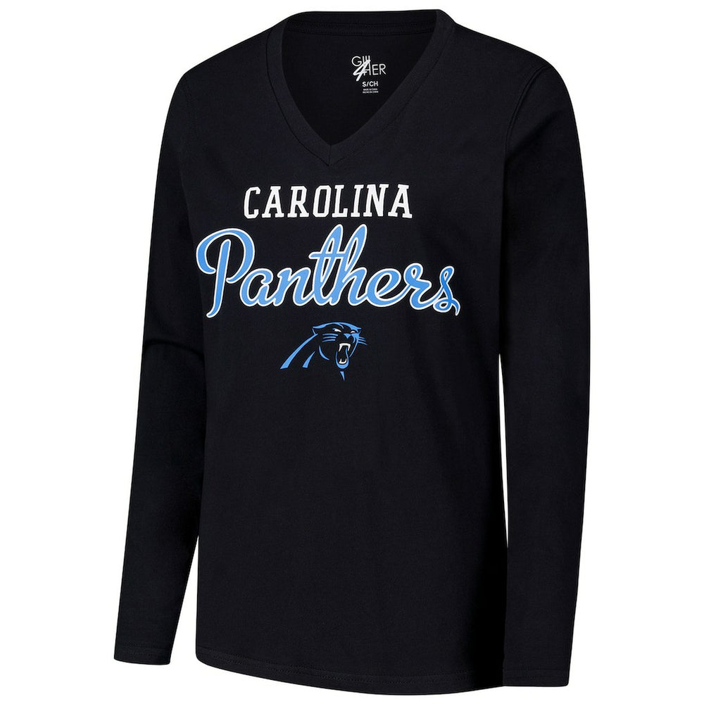Carolina Panthers  G-III 4Her by Carl Banks Women's Post Season Long Sleeve V-Neck T-Shirt