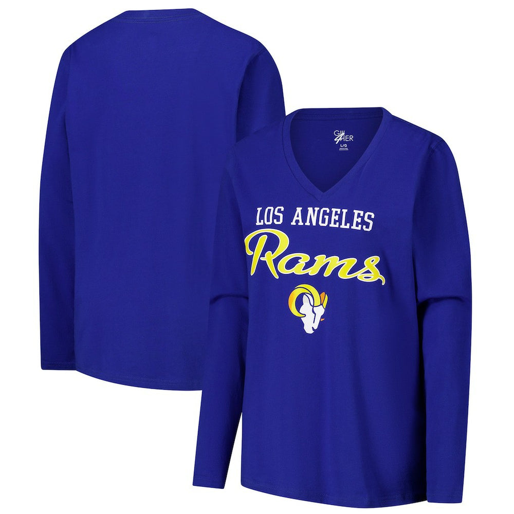 Los Angeles Rams  G-III 4Her by Carl Banks Women's Post Season Long Sleeve V-Neck T-Shirt