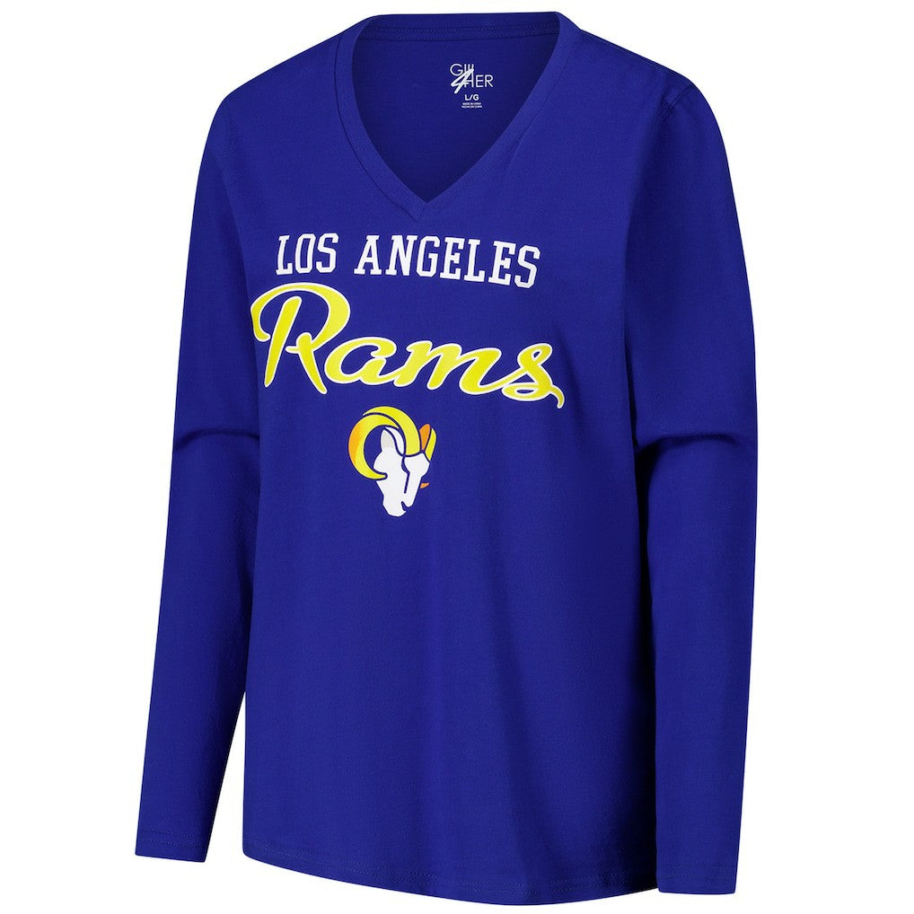 Los Angeles Rams  G-III 4Her by Carl Banks Women's Post Season Long Sleeve V-Neck T-Shirt