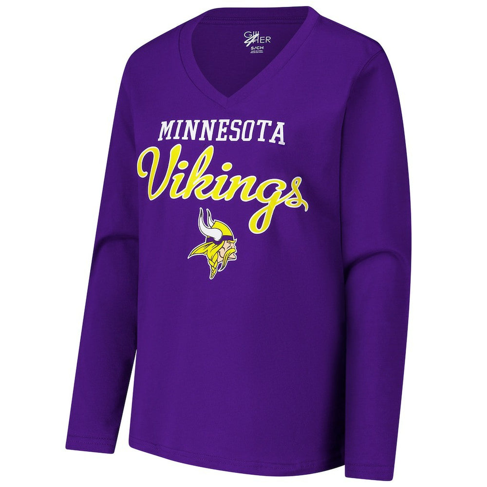 Minnesota Vikings  G-III 4Her by Carl Banks Women's Post Season Long Sleeve V-Neck T-Shirt