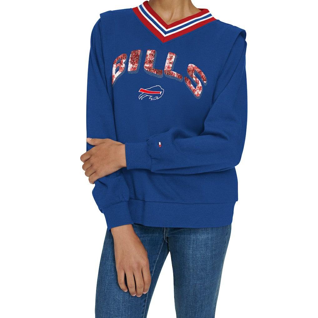 Buffalo Bills  Tommy Hilfiger Women's Alice V-Neck Pullover Sweatshirt