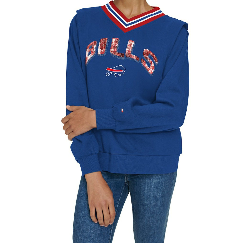 Buffalo Bills  Tommy Hilfiger Women's Alice V-Neck Pullover Sweatshirt