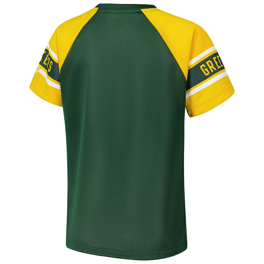 Green Bay Packers  Starter Women's 1st Rounder Color Block Raglan Top