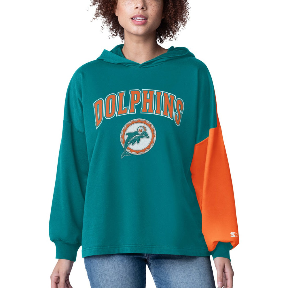 Miami Dolphins  Starter Women's Power Move Long Sleeve Pullover Hoodie