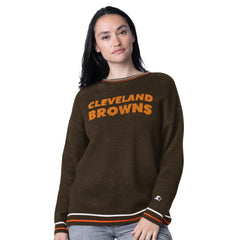 Cleveland Browns  Starter Women's Oversized On the Ball Intarsia Knit Pullover Sweater