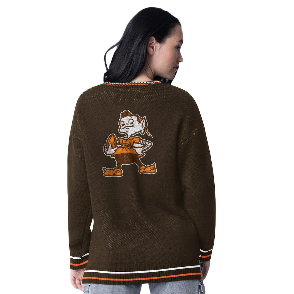 Cleveland Browns  Starter Women's Oversized On the Ball Intarsia Knit Pullover Sweater