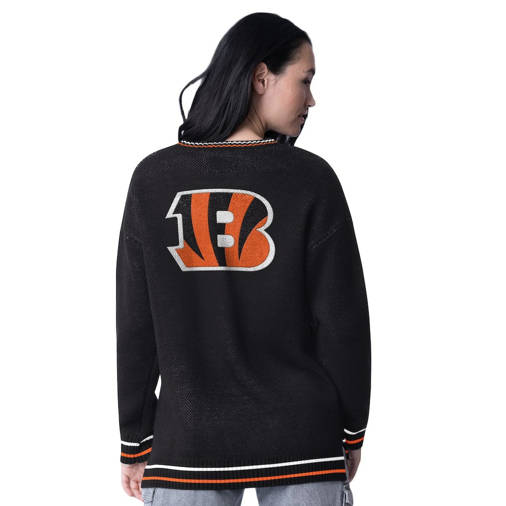 Cincinnati Bengals  Starter Women's Oversized On the Ball Intarsia Knit Pullover Sweater