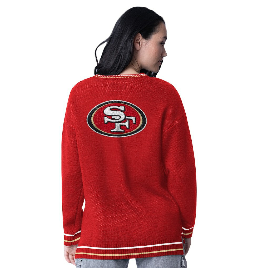 San Francisco 49ers  Starter Women's Oversized On the Ball Intarsia Knit Pullover Sweater