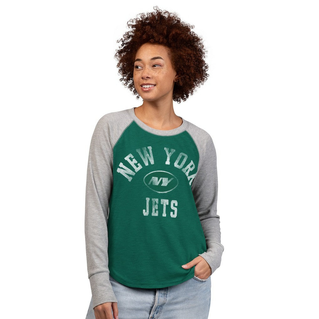 New York Jets  G-III 4Her by Carl Banks Women's Waffle Knit Raglan Long Sleeve T-Shirt