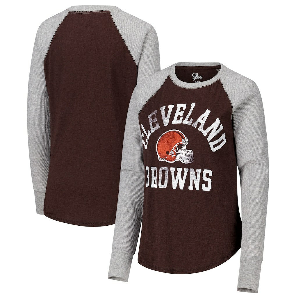 Cleveland Browns  G-III 4Her by Carl Banks Women's Waffle Knit Raglan Long Sleeve T-Shirt
