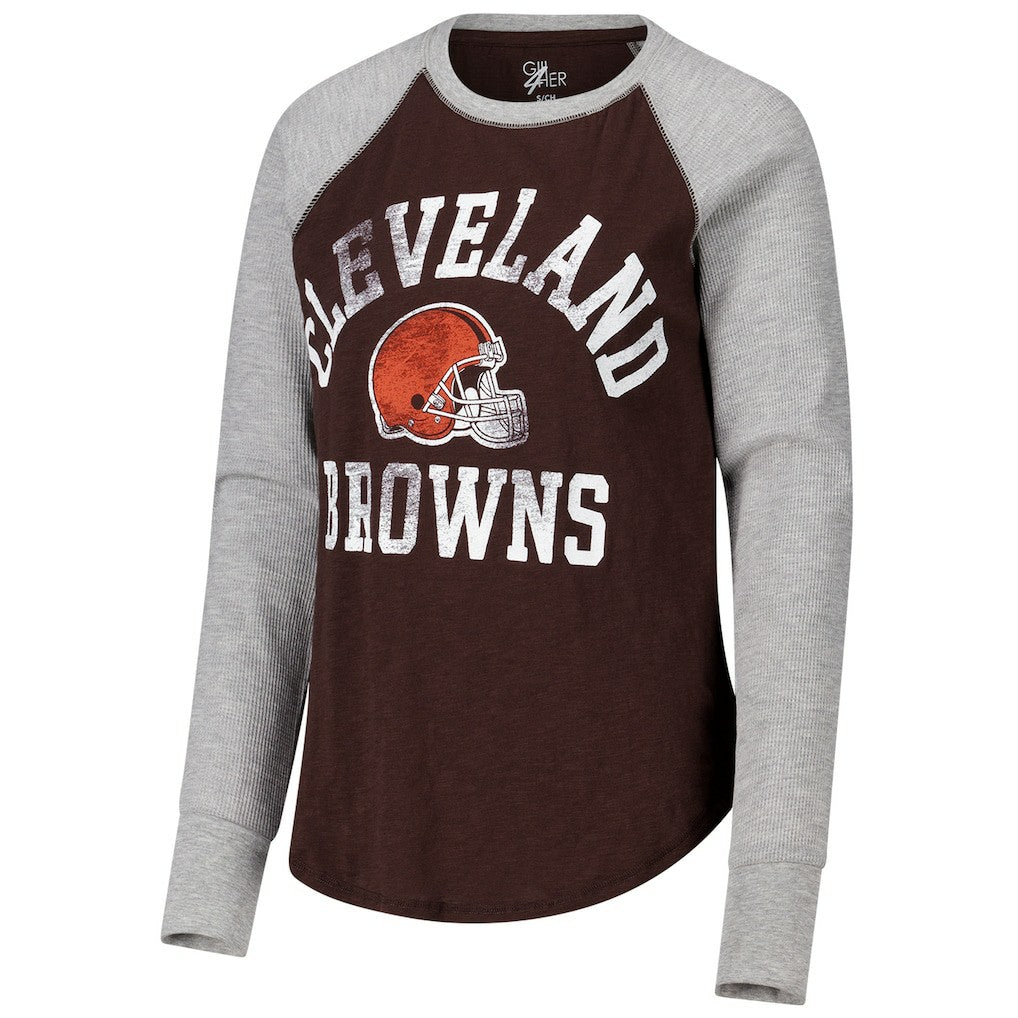 Cleveland Browns  G-III 4Her by Carl Banks Women's Waffle Knit Raglan Long Sleeve T-Shirt