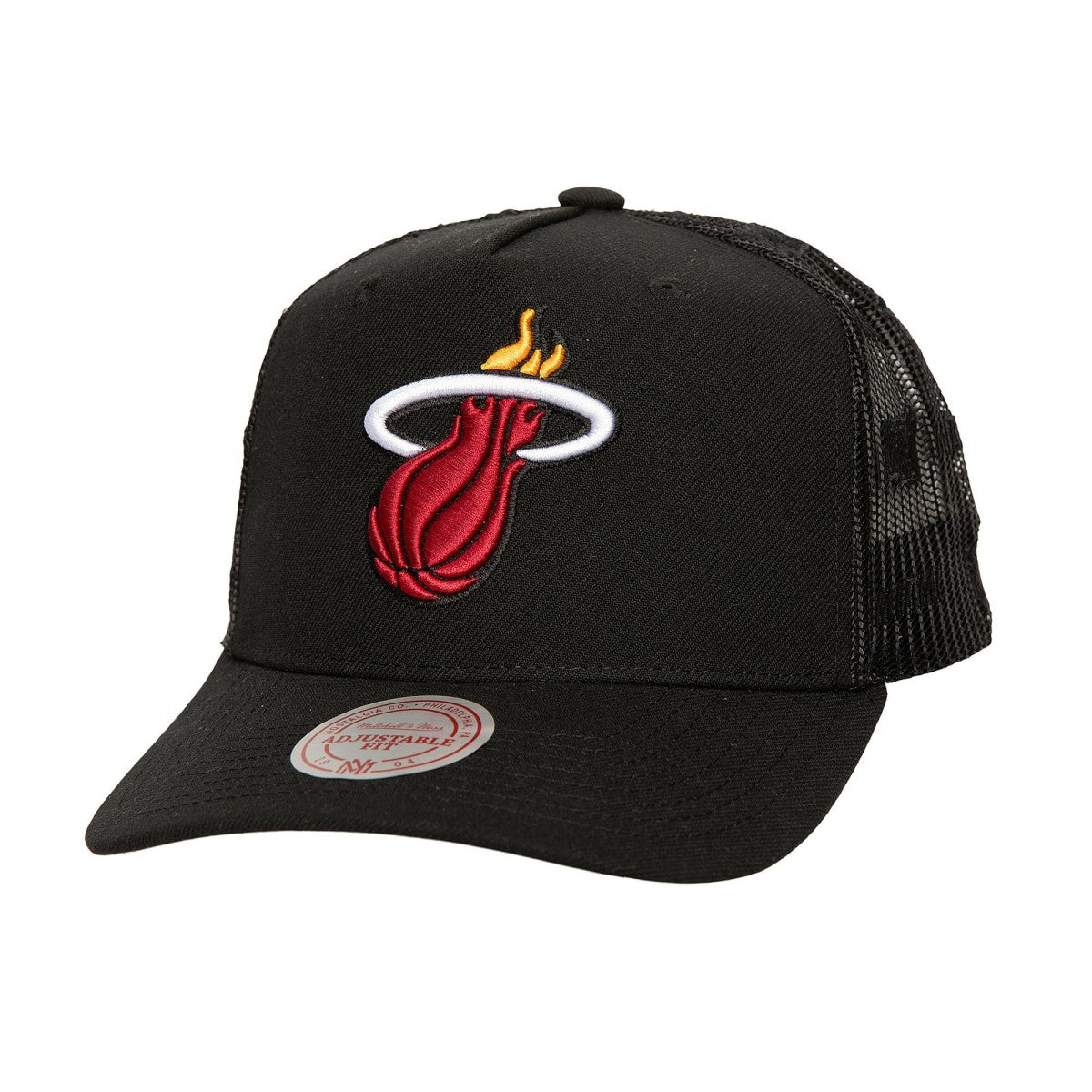 Miami Heat Monogram Allover Logo Mesh Trucker Adjustable Hat On Sale
