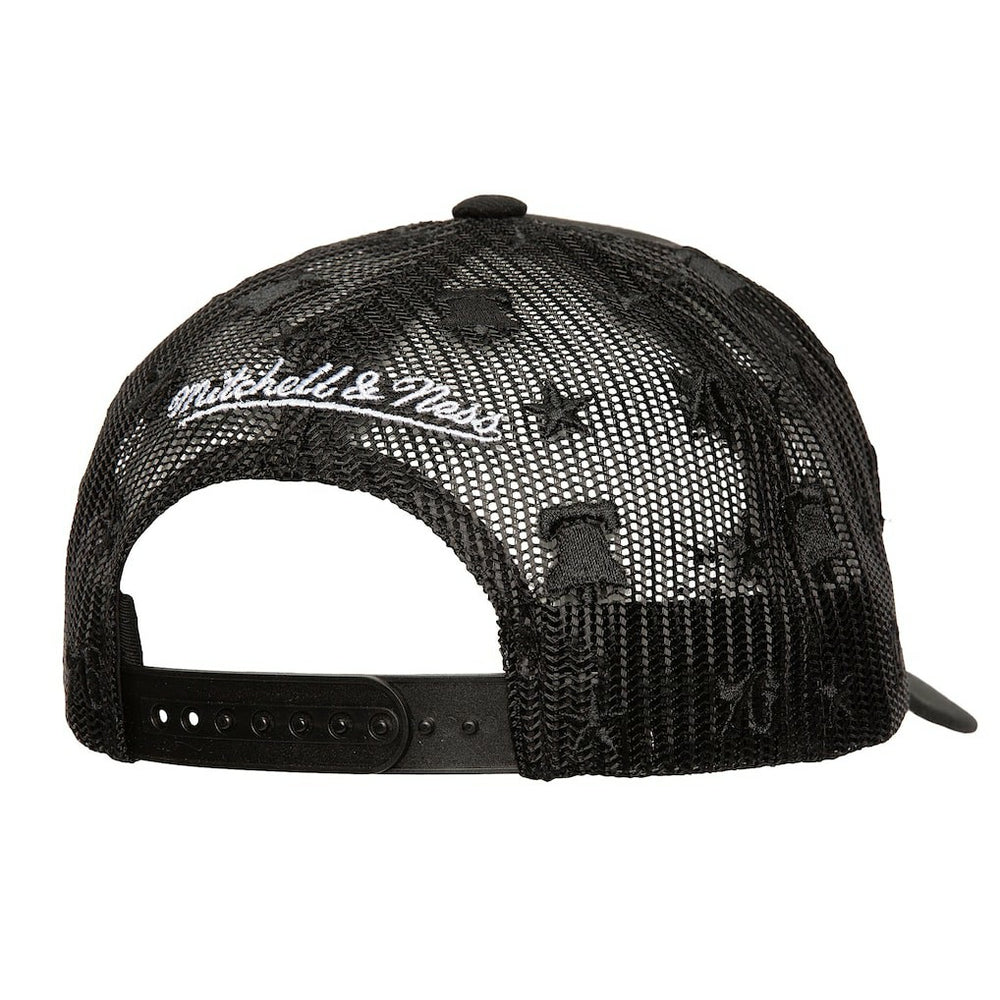 Philadelphia 76ers Monogram Allover Logo Mesh Trucker Adjustable Hat New