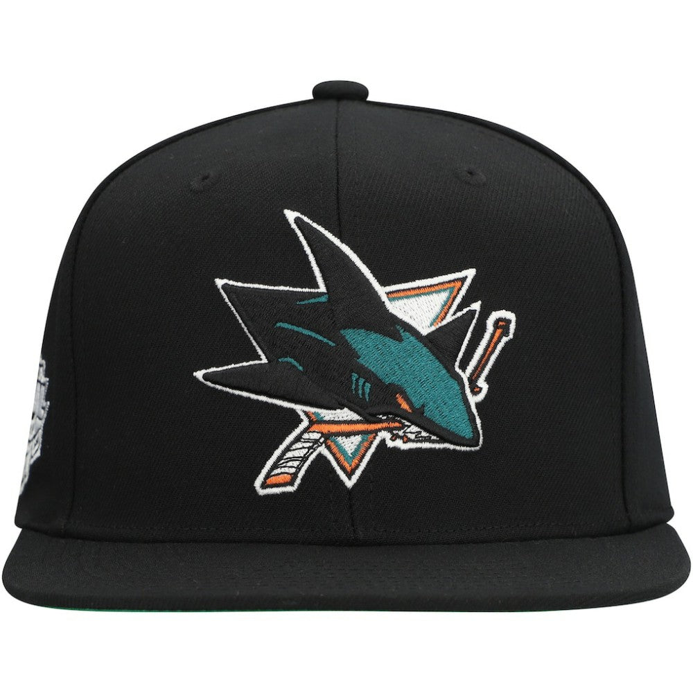 San Jose Sharks Mitchell & Ness Core Top Spot Snapback Hat For Sale