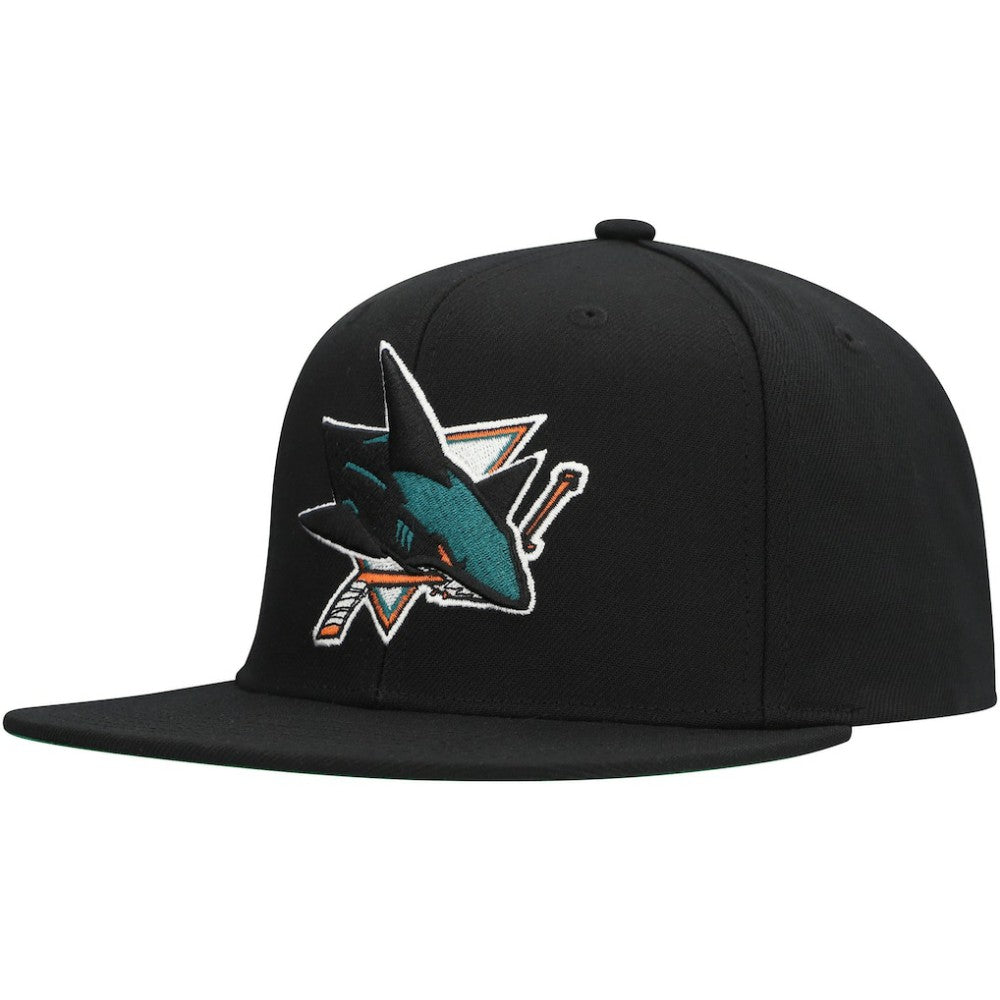 San Jose Sharks Mitchell & Ness Core Top Spot Snapback Hat For Sale