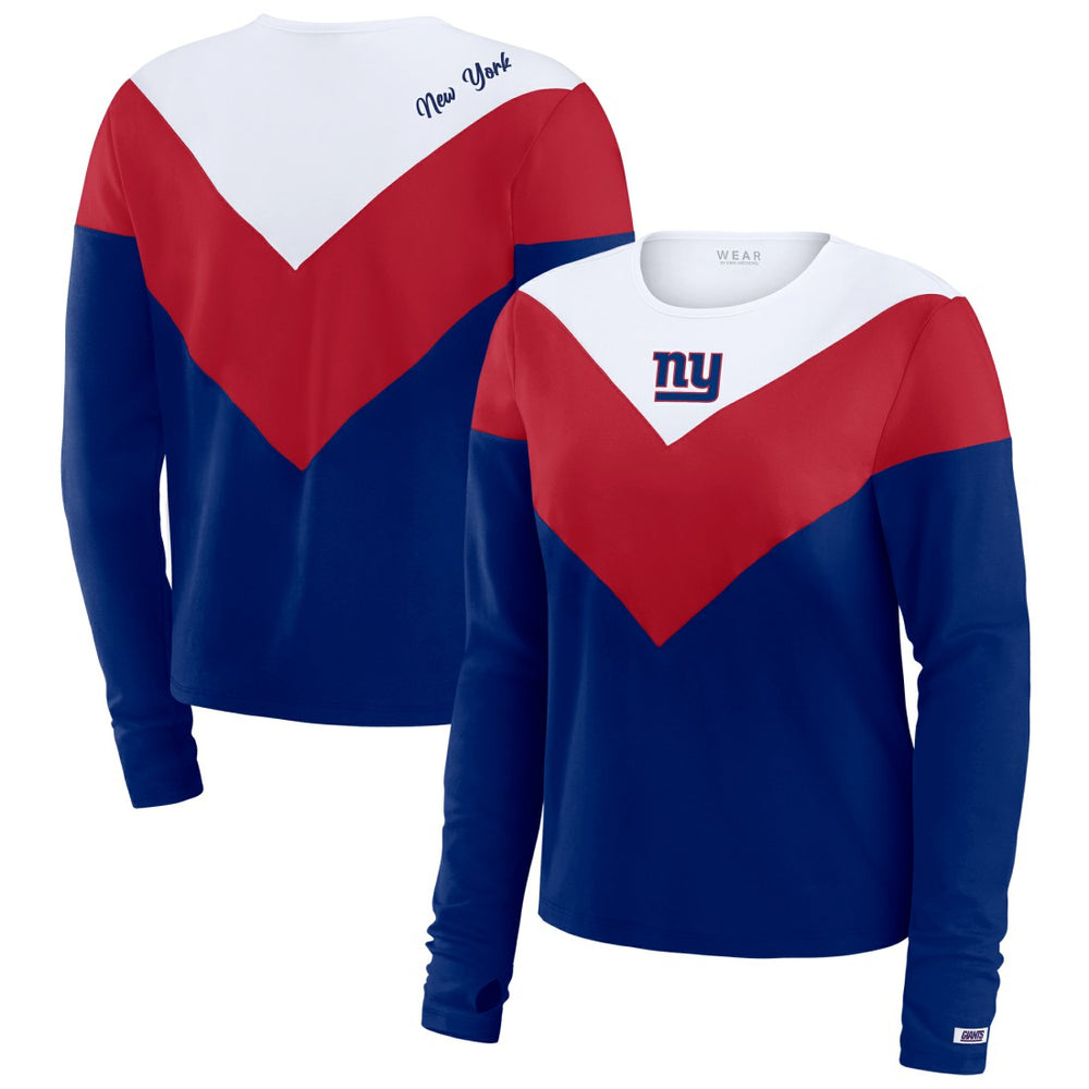 New York Giants  WEAR by Erin Andrews Women's Chevron Tri-Blend Long Sleeve T-Shirt
