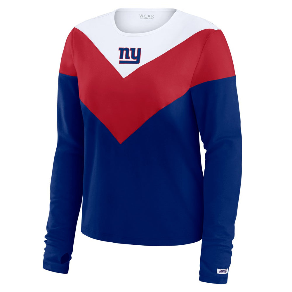 New York Giants  WEAR by Erin Andrews Women's Chevron Tri-Blend Long Sleeve T-Shirt