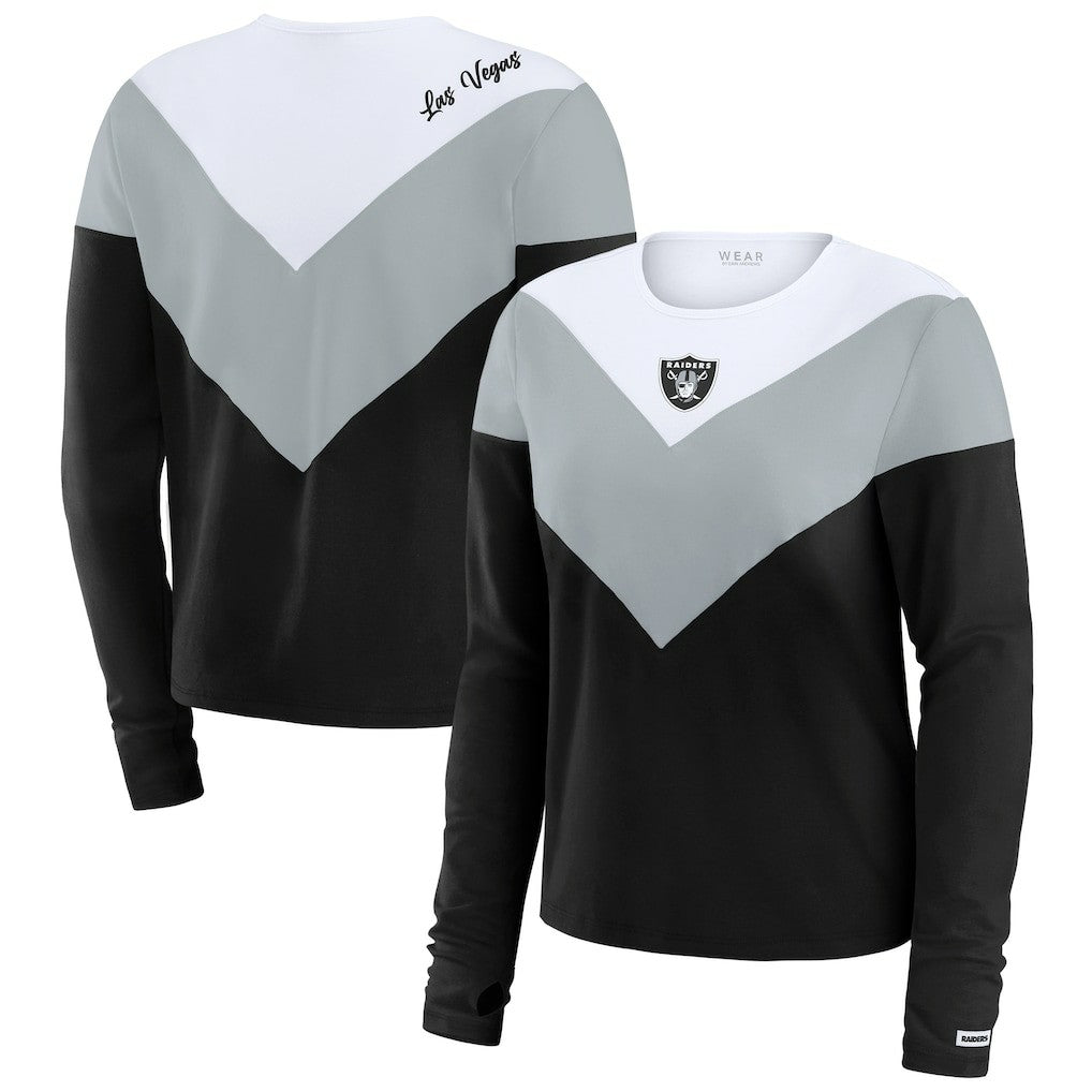 Las Vegas Raiders  WEAR by Erin Andrews Women's Chevron Tri-Blend Long Sleeve T-Shirt