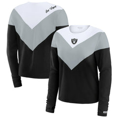Las Vegas Raiders  WEAR by Erin Andrews Women's Chevron Tri-Blend Long Sleeve T-Shirt