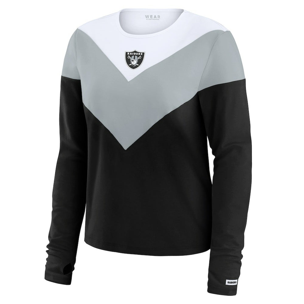 Las Vegas Raiders  WEAR by Erin Andrews Women's Chevron Tri-Blend Long Sleeve T-Shirt