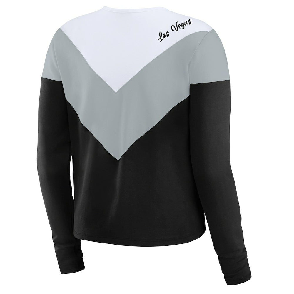 Las Vegas Raiders  WEAR by Erin Andrews Women's Chevron Tri-Blend Long Sleeve T-Shirt