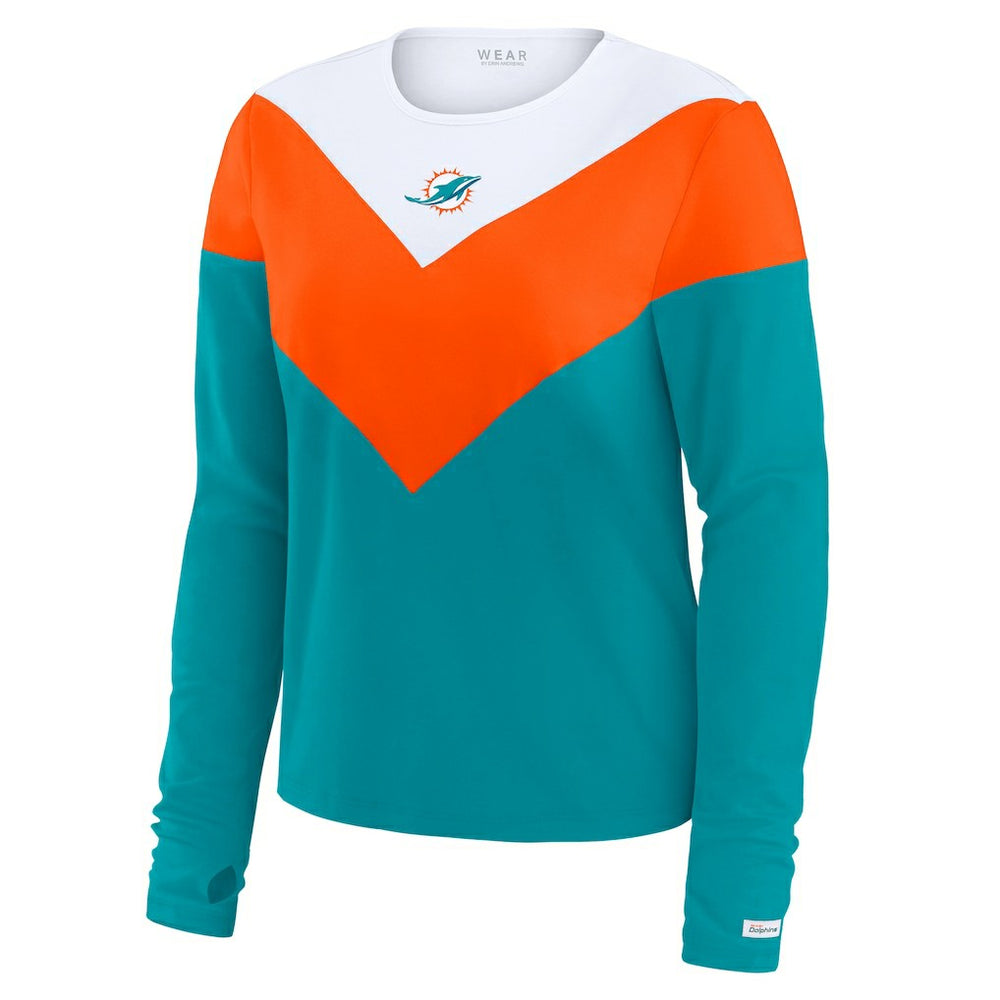 Miami Dolphins  WEAR by Erin Andrews Women's Chevron Tri-Blend Long Sleeve T-Shirt