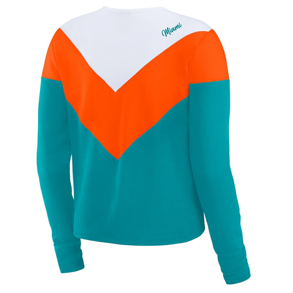 Miami Dolphins  WEAR by Erin Andrews Women's Chevron Tri-Blend Long Sleeve T-Shirt