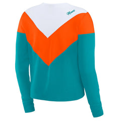 Miami Dolphins  WEAR by Erin Andrews Women's Chevron Tri-Blend Long Sleeve T-Shirt