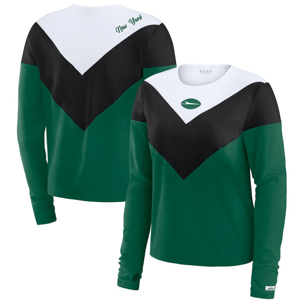 New York Jets  WEAR by Erin Andrews Women's Chevron Tri-Blend Long Sleeve T-Shirt
