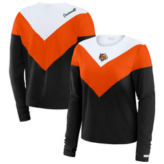 Cincinnati Bengals  WEAR by Erin Andrews Women's Plus Size Chevron Tri-Blend Long Sleeve T-Shirt