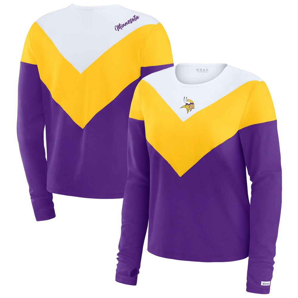 Minnesota Vikings  WEAR by Erin Andrews Women's Plus Size Chevron Tri-Blend Long Sleeve T-Shirt