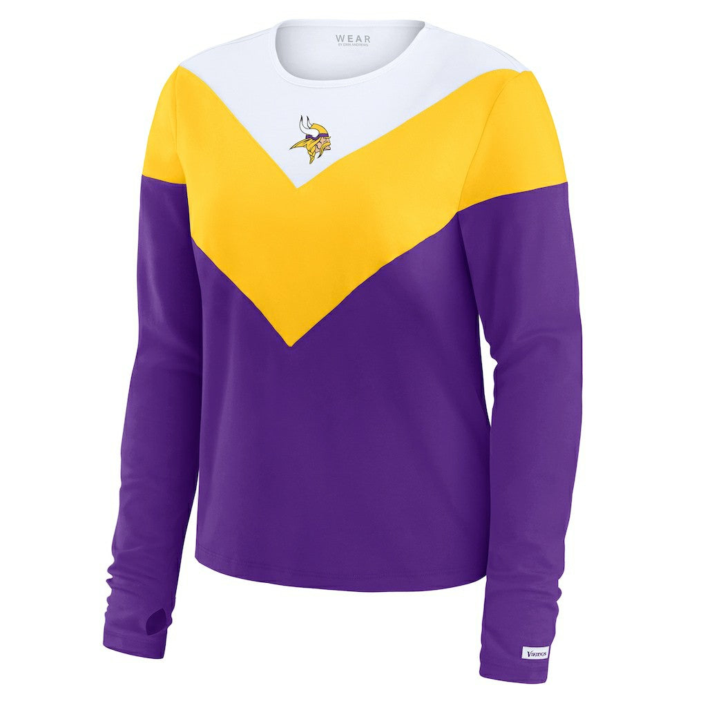 Minnesota Vikings  WEAR by Erin Andrews Women's Plus Size Chevron Tri-Blend Long Sleeve T-Shirt