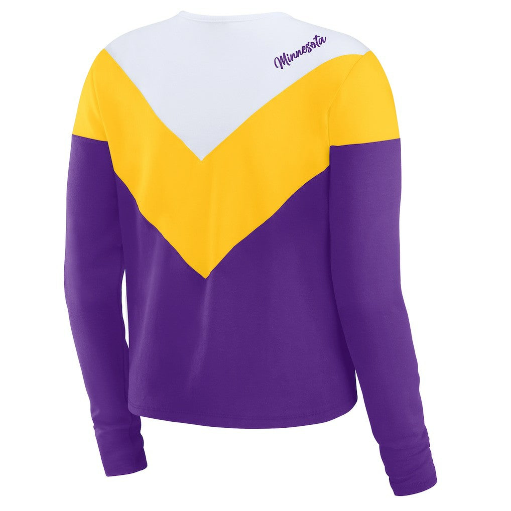 Minnesota Vikings  WEAR by Erin Andrews Women's Plus Size Chevron Tri-Blend Long Sleeve T-Shirt