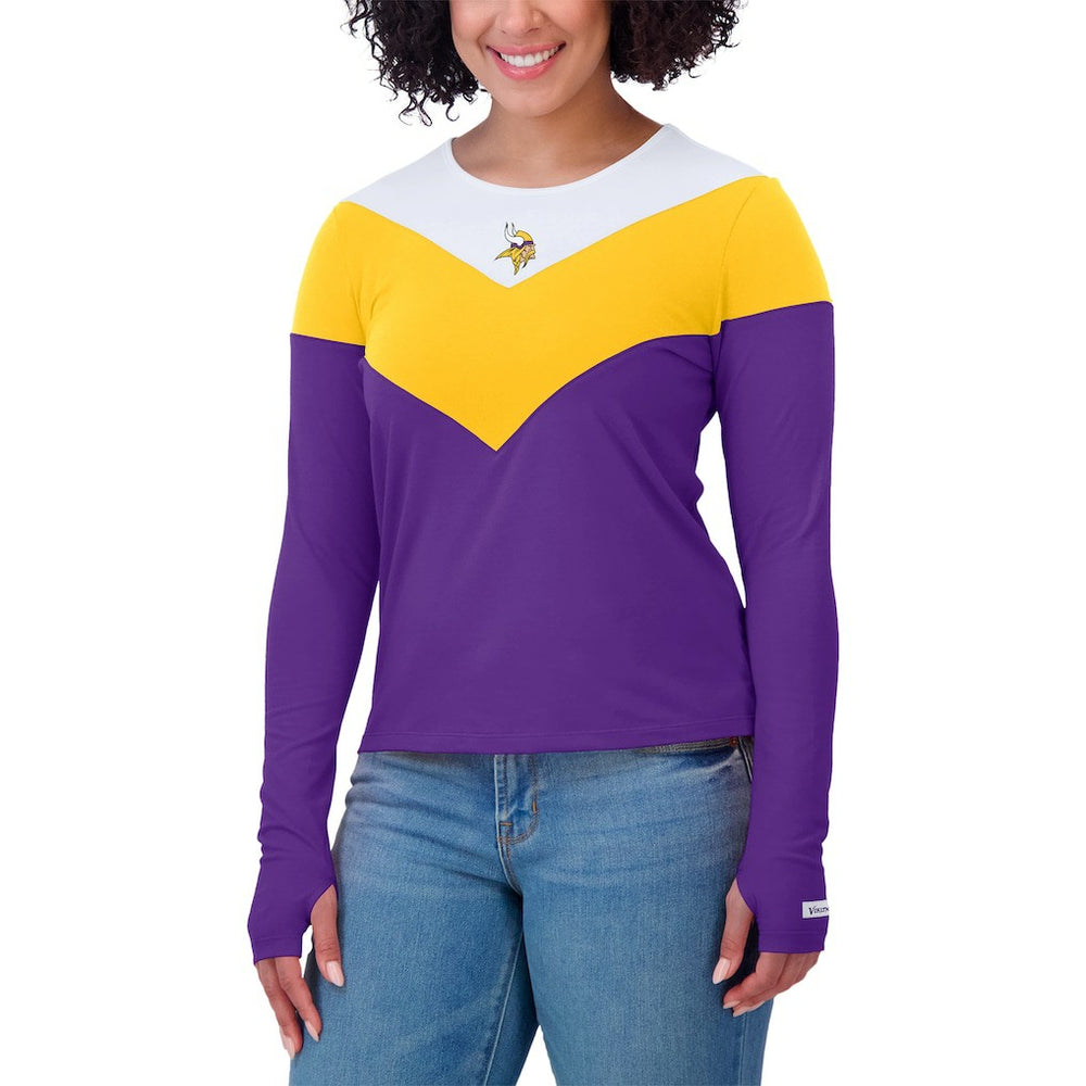 Minnesota Vikings  WEAR by Erin Andrews Women's Plus Size Chevron Tri-Blend Long Sleeve T-Shirt