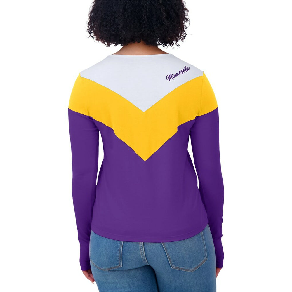 Minnesota Vikings  WEAR by Erin Andrews Women's Plus Size Chevron Tri-Blend Long Sleeve T-Shirt