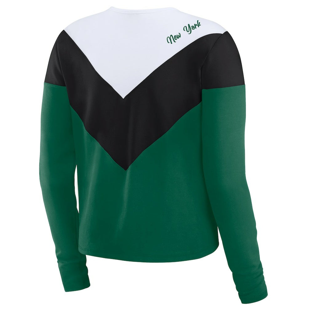 New York Jets  WEAR by Erin Andrews Women's Plus Size Chevron Tri-Blend Long Sleeve T-Shirt